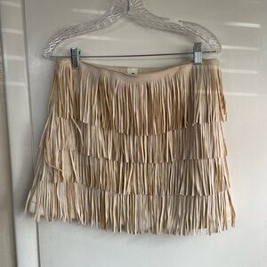 NWT Suede fringed mini skirt flirty, cute, sexy and great quality ivory beige